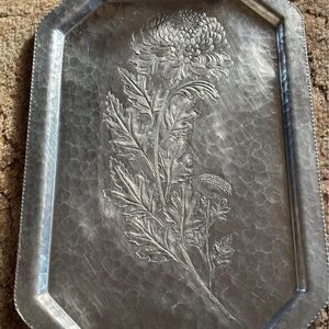 Continental Hand Wrought Crysanthemum Hammered Aluminum Tray #755